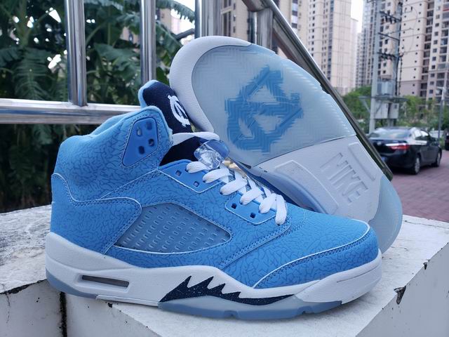 Air Jordan 5 UNC Tar Heels Pe Men's Basketball Shoes Blue-54 - Click Image to Close